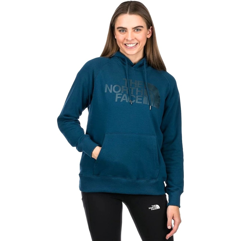 THE NORTH FACE Women Half Dome Pullover Hoodie Pouch Pocket Sz XL Teal 7a-8